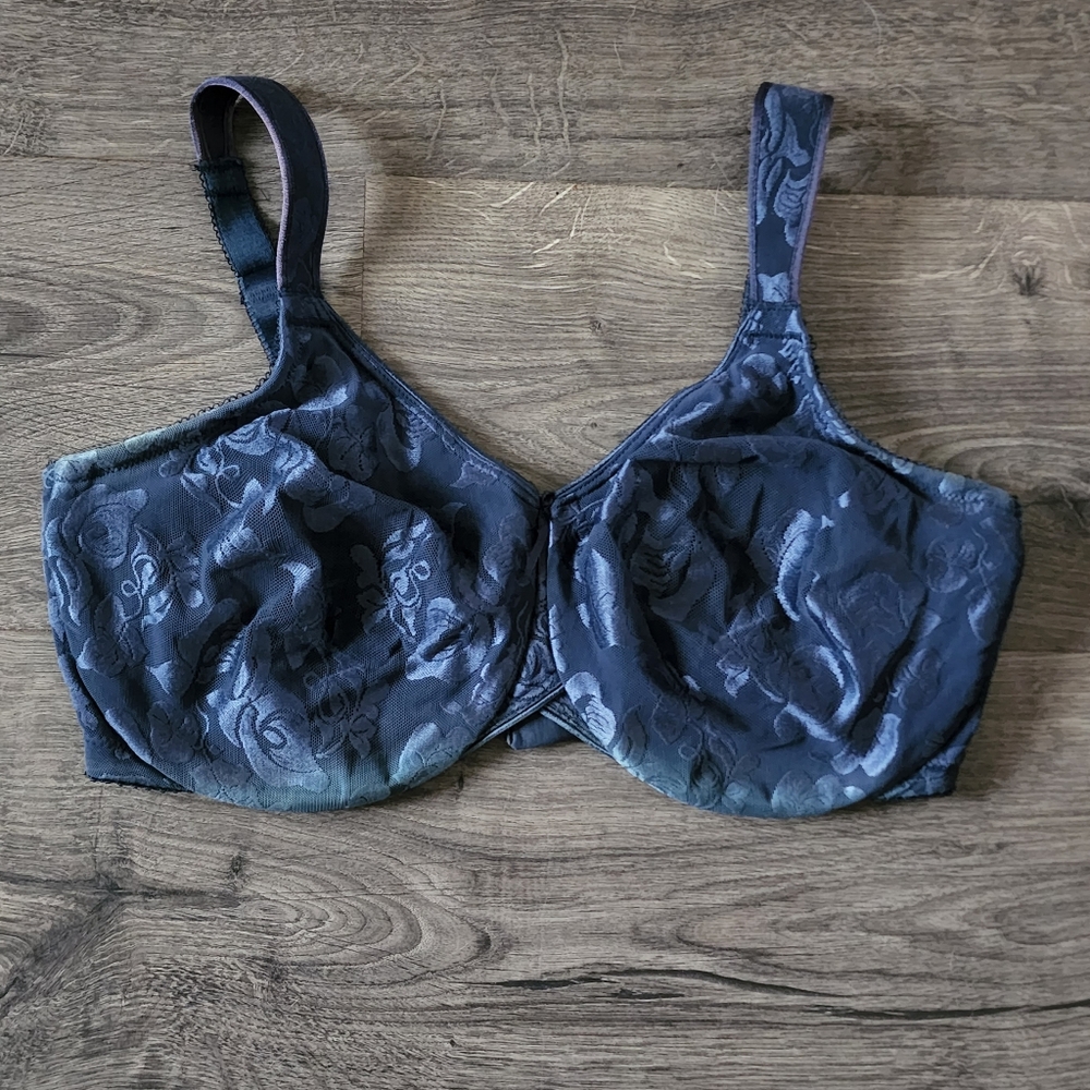 Wacoal Dark Blue Floral Bra Sz 36DDD